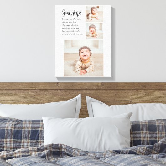 コラージュ写真と最高のおばあちゃんエバー最高の美しいプレゼント キャンバスプリント (インサイチュ (寝室))