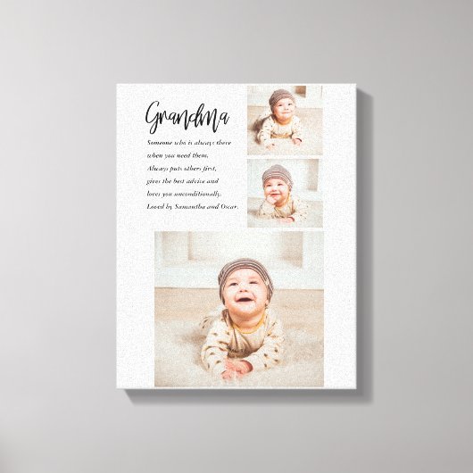 コラージュ写真と最高のおばあちゃんエバー最高の美しいプレゼント キャンバスプリント (正面)