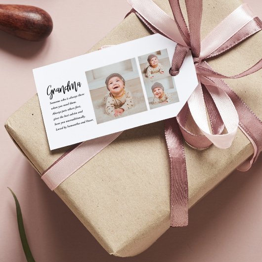 コラージュ写真と最高のおばあちゃんエバー最高の美しいプレゼント ギフトタグ