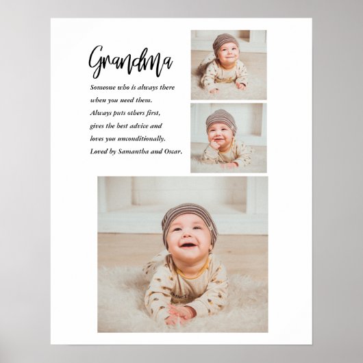 コラージュ写真と最高のおばあちゃんエバー最高の美しいプレゼント ポスター (正面)