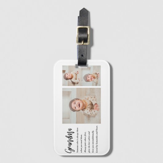 コラージュ写真と最高のおばあちゃんエバー最高の美しいプレゼント ラゲッジタグ (正面縦)