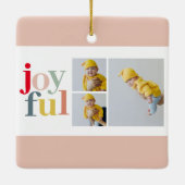 コラージュ写真と楽しカラフルみ |ホリデーギフト セラミックオーナメント (裏面)