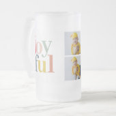 コラージュ写真と楽しカラフルみ |ホリデーギフト フロストグラスビールジョッキ (正面左)