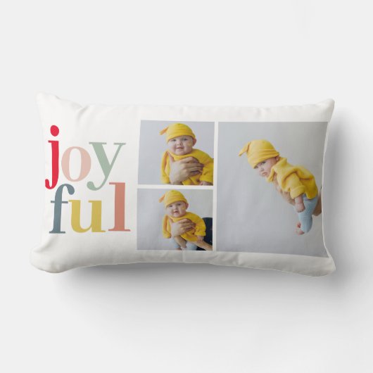コラージュ写真と楽しカラフルみ |ホリデーギフト ランバークッション (正面)