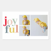 コラージュ写真と楽しカラフルみ |ホリデーギフト 長方形シール (正面)