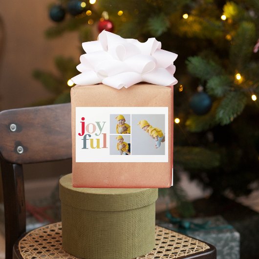 コラージュ写真と楽しカラフルみ |ホリデーギフト 長方形シール