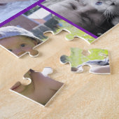 コラージュ写真の家族の名前（紫） ジグソーパズル (側面)