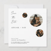 コラージュ写真の正方形の日付を保存招待状 招待状 (正面)