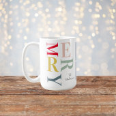 コラージュ写真カラフルとメリー |ハッピーホリデー コーヒーマグカップ