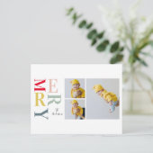 コラージュ写真カラフルとメリー |ハッピーホリデー シーズンポストカード (スタンド正面)