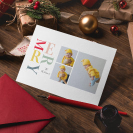 コラージュ写真カラフルとメリー |ハッピーホリデー シーズンポストカード