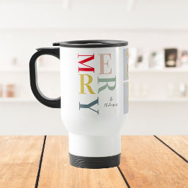 コラージュ写真カラフルとメリー |ハッピーホリデー トラベルマグ