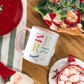 コラージュ写真カラフルとメリー |ハッピーホリデー マグカップ