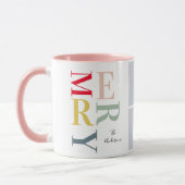 コラージュ写真カラフルとメリー |ハッピーホリデー マグカップ (左)