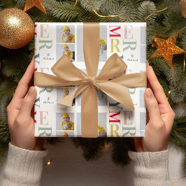 コラージュ写真カラフルとメリー |ハッピーホリデー ラッピングペーパー