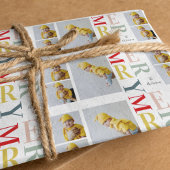 コラージュ写真カラフルとメリー |ハッピーホリデー ラッピングペーパー