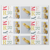 コラージュ写真カラフルとメリー |ハッピーホリデー ラッピングペーパー (フラット)