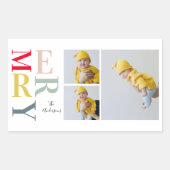 コラージュ写真カラフルとメリー |ハッピーホリデー 長方形シール (正面)