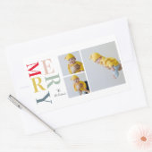 コラージュ写真カラフルとメリー |ハッピーホリデー 長方形シール (封筒)