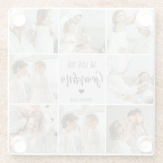 コラージュ写真グレイ私たちはあなたのおばあちゃんギフト最高のが大好き ガラスコースター (裏面)