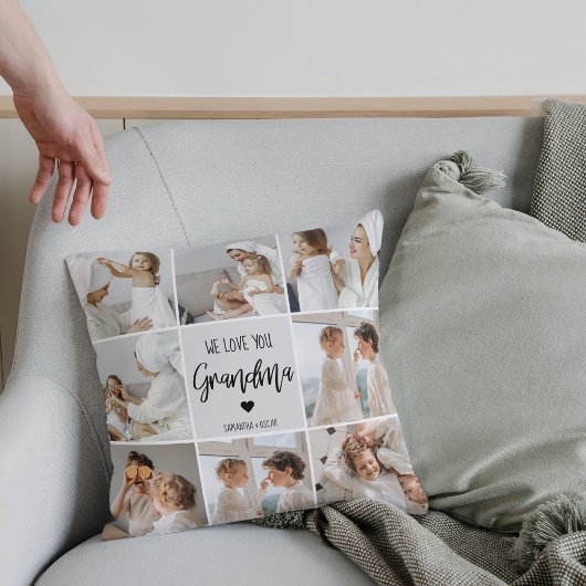 コラージュ写真グレイ私たちはあなたのおばあちゃんギフト最高のが大好き クッション
