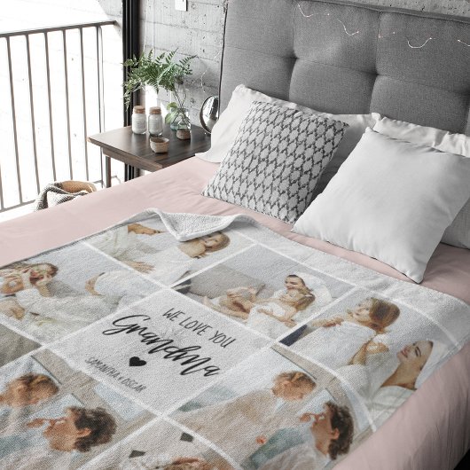 コラージュ写真グレイ私たちはあなたのおばあちゃんギフト最高のが大好き シェルパブランケット