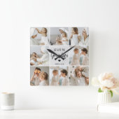 コラージュ写真グレイ私たちはあなたのおばあちゃんギフト最高のが大好き スクエア壁時計 (ホーム)