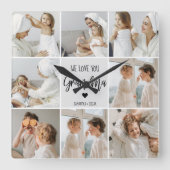 コラージュ写真グレイ私たちはあなたのおばあちゃんギフト最高のが大好き スクエア壁時計 (正面)