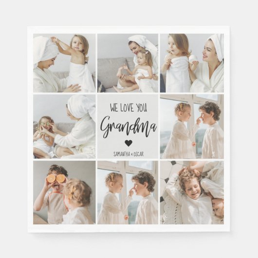コラージュ写真グレイ私たちはあなたのおばあちゃんギフト最高のが大好き スタンダードランチョンナプキン (正面)