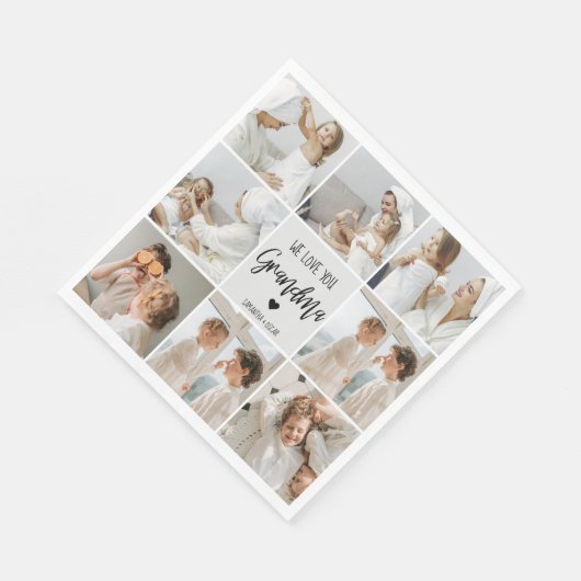 コラージュ写真グレイ私たちはあなたのおばあちゃんギフト最高のが大好き スタンダードランチョンナプキン (角)