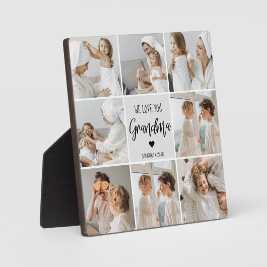コラージュ写真グレイ私たちはあなたのおばあちゃんギフト最高のが大好き フォトプラーク (正面)