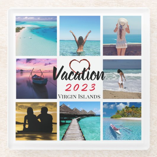 コラージュ写真コパーソナライズされたースター ガラスコースター (正面)