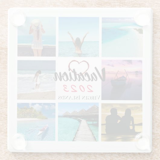 コラージュ写真コパーソナライズされたースター ガラスコースター (裏面)