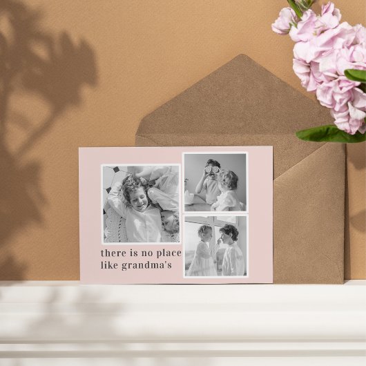 コラージュ写真パステルピンクおばあちゃん最高のギフト シーズンポストカード