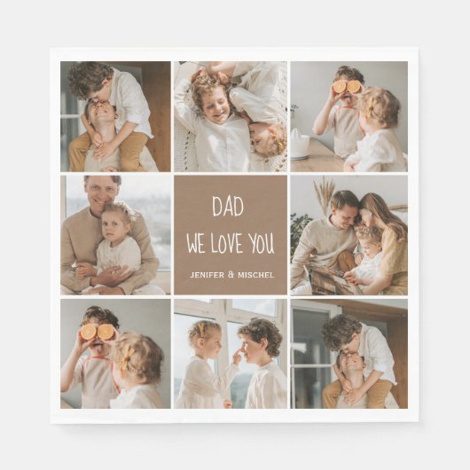 コラージュ写真パパ私たちは愛あなた幸せな父親日 スタンダードランチョンナプキン (正面)