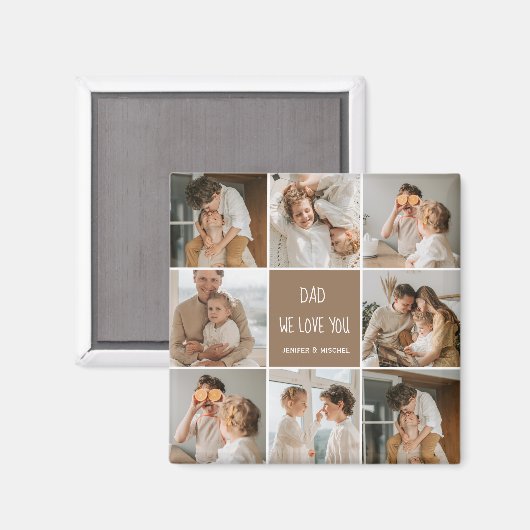 コラージュ写真パパ私たちは愛あなた幸せな父親日 マグネット (正面/裏面)