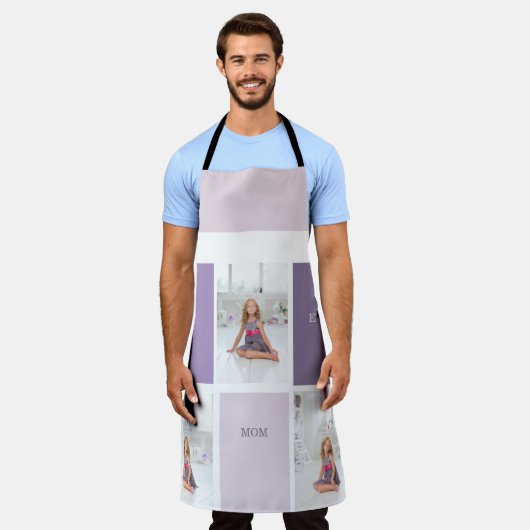 コラージュ写真パープルマ最高のマ・エバーギフト エプロン (着用した状態)