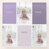 コラージュ写真パープルマ最高のマ・エバーギフト ガラスコースター (正面)