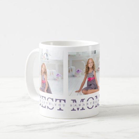 コラージュ写真パープルマ最高のマ・エバーギフト コーヒーマグカップ (正面左)