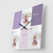 コラージュ写真パープルマ最高のマ・エバーギフト スクエア壁時計 (傾斜)