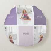 コラージュ写真パープルマ最高のマ・エバーギフト ラウンドクッション (正面)