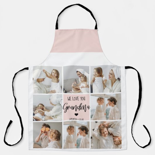 コラージュ写真ピンク私たちはあなたの祖母のギフト最高のが大好き エプロン (正面)
