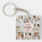 コラージュ写真ピンク私たちはあなたの祖母のギフト最高のが大好き キーホルダー (正面)