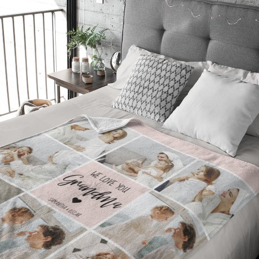 コラージュ写真ピンク私たちはあなたの祖母のギフト最高のが大好き シェルパブランケット