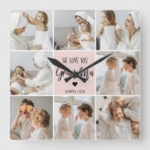 コラージュ写真ピンク私たちはあなたの祖母のギフト最高のが大好き スクエア壁時計 (正面)