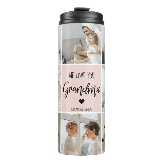 コラージュ写真ピンク私たちはあなたの祖母のギフト最高のが大好き タンブラー (正面)