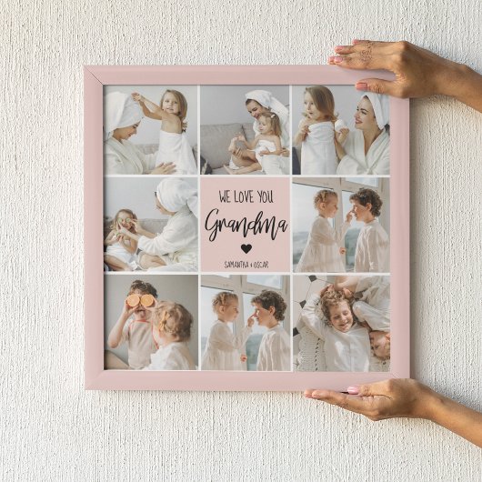 コラージュ写真ピンク私たちはあなたの祖母のギフト最高のが大好き ポスター