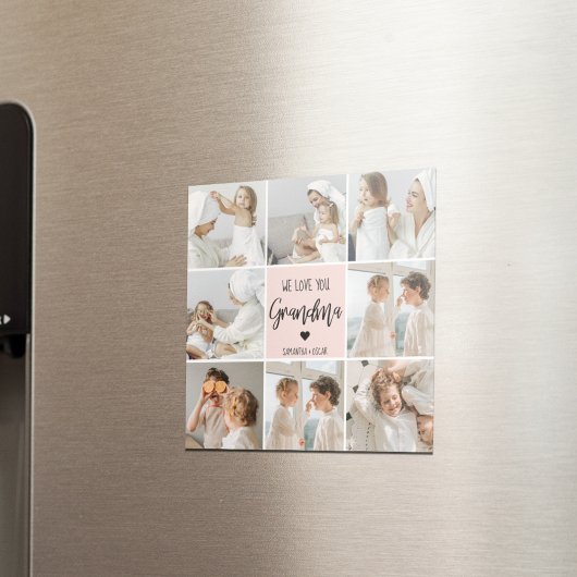 コラージュ写真ピンク私たちはあなたの祖母のギフト最高のが大好き マグネット