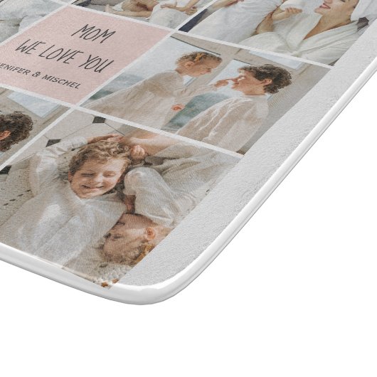 コラージュ写真ママ私たちはあなたの母最高ののギフトが大好き カッティングボード (角)