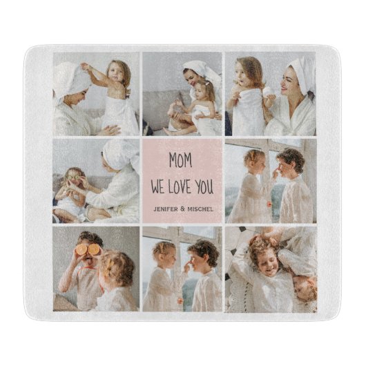 コラージュ写真ママ私たちはあなたの母最高ののギフトが大好き カッティングボード (正面)